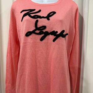 Karl Lagerfeld Pink Graphic Long Sleeve Sweatshirt